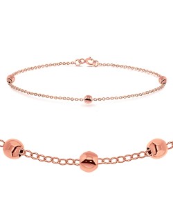 Rose Gold Plated Balls Silver Bracelet BRS-452-RO-GP